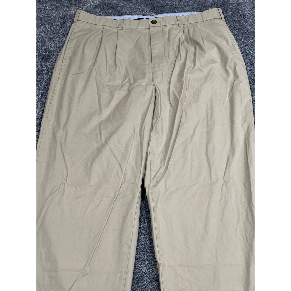 Brooks Brothers Elliot Chinos Mens 40x34 Tan Khaki Pleated Cuffed Cotton Pants